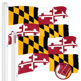 G128 - 2-Pack Maryland State Flag, 2.5 x 4 ft Embroidered 300D Polyester with Brass Grommets - Assorted Colors