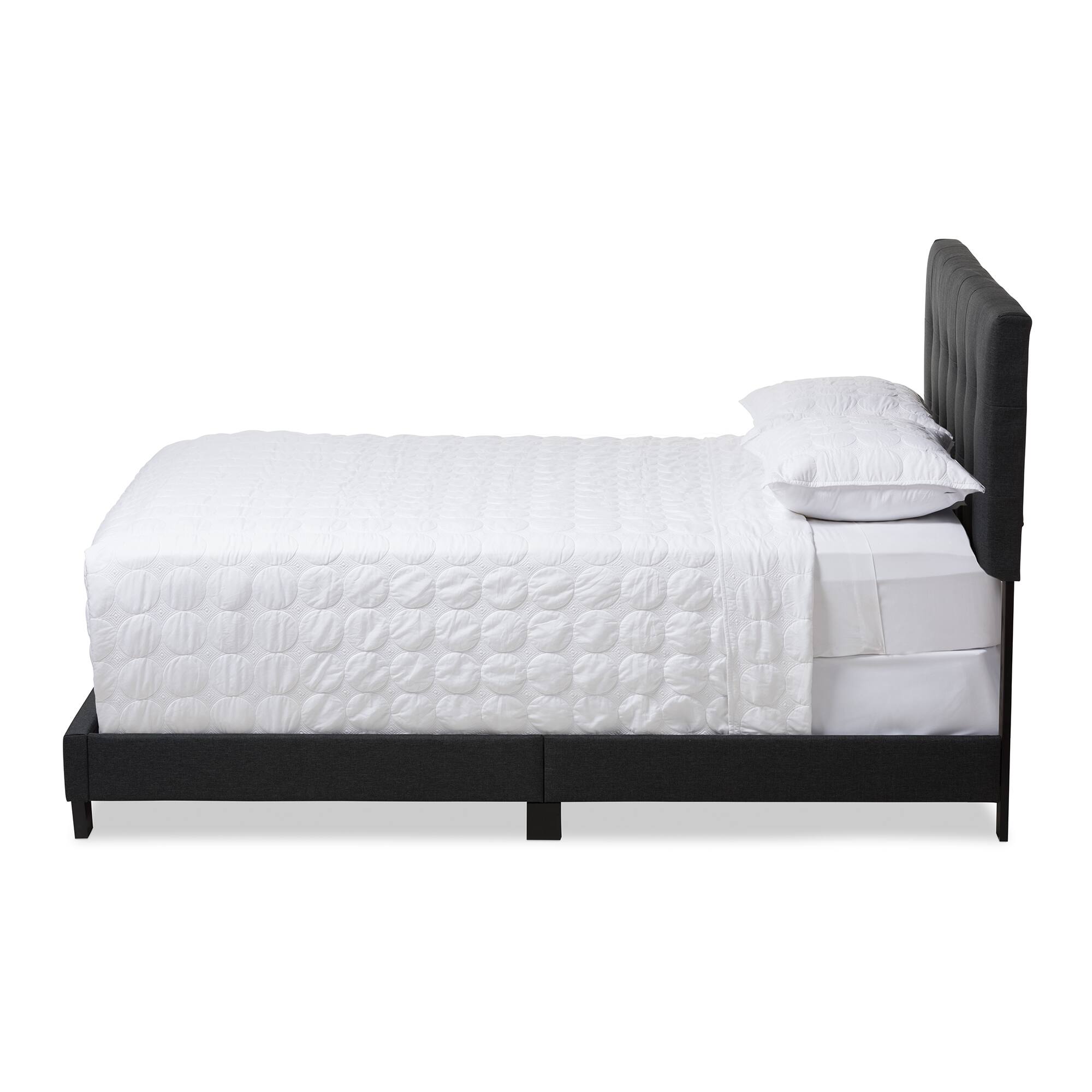 Angle. Baxton Studio - Brookfield Modern and Contemporary Fabric Bed - Dark Grey.