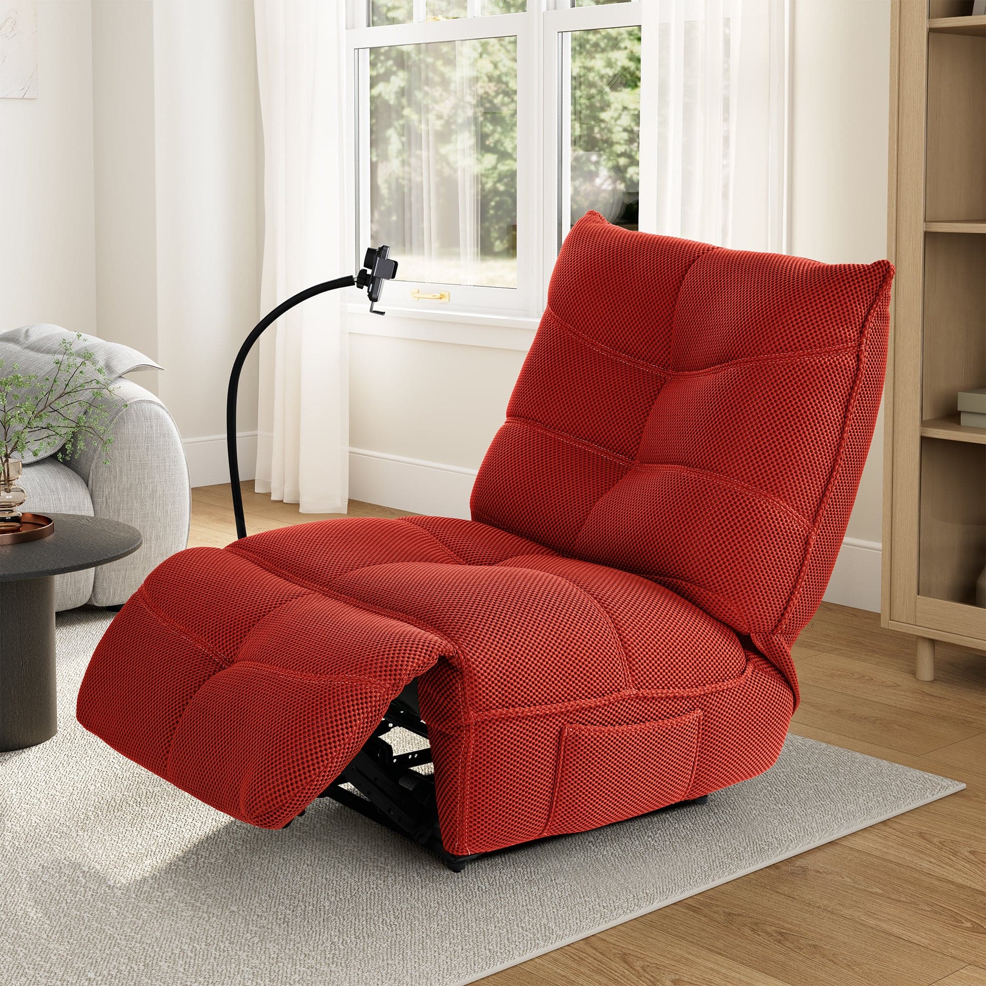 Eureka Ergonomic - Modern Power Recliner Chair with USB & Wireless Charging for Living Room, Rocking Swivel Base, Upholstered - Red