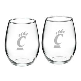 Jardine - Cincinnati Bearcats 2-Piece 21oz. Stemless Wine Glass Set - Multicolor