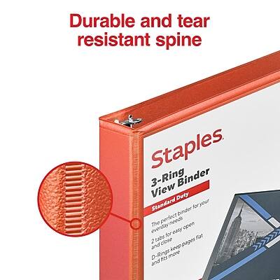 Durable and tear resistant spine

Staples

3-Ring Binder
View Binder
Standard Duty

The perfect binder for your everyday needs
2 tabs for easy open
D-Rings keep pages flat and fits more