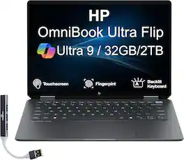 HP - OmniBook Ultra Flip 2-in-1 Laptop 14.0 2.8K Display (Ultra 9-288V, 32GB, 2TB SSD, Win 11 Home) w/USB Hub - Eclipse Gray