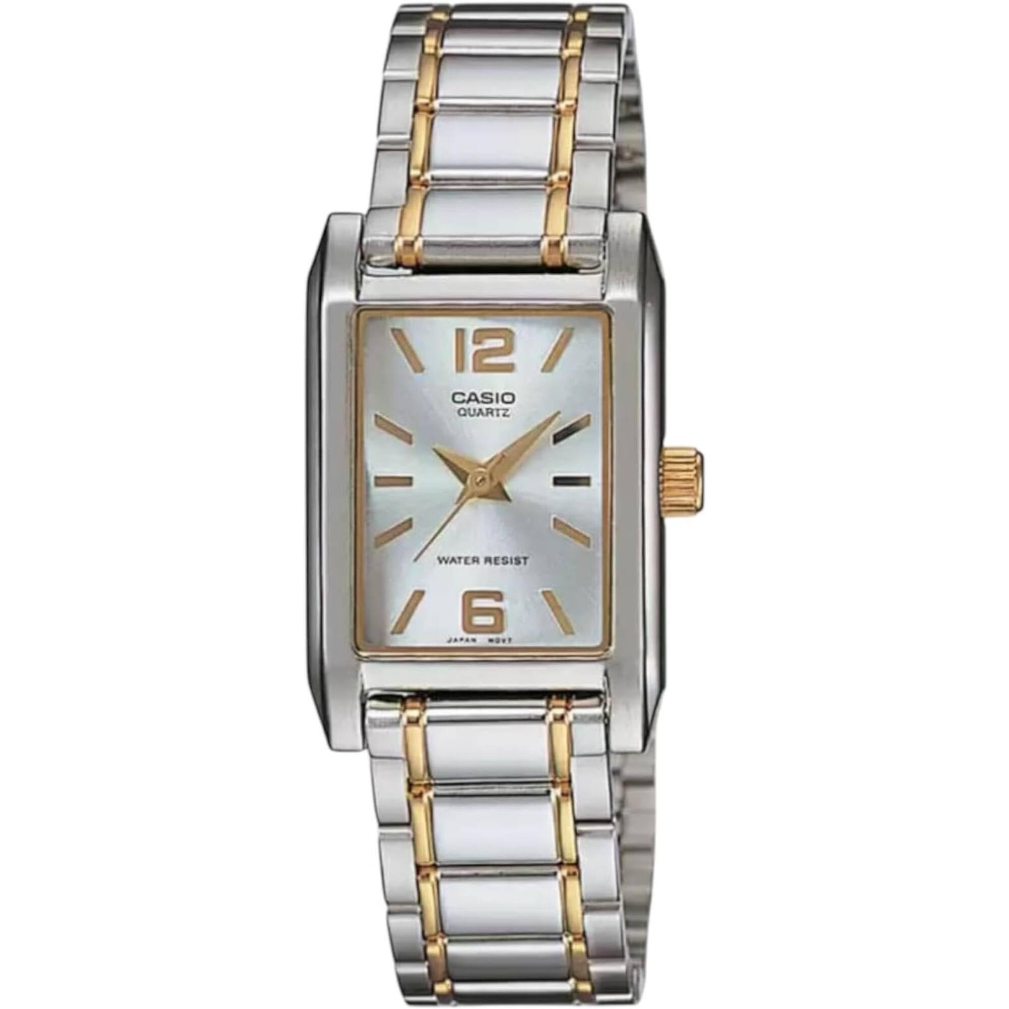 Casio - Women’s Dial Analog Watch with Two Tone Bracelet - LTP-1235SG-7A - Silver
