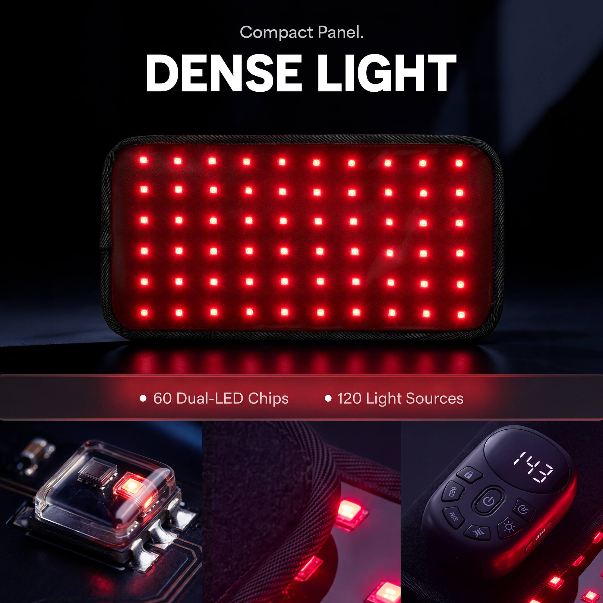 Compact Panel.  
DENSE LIGHT  
60 Dual-LED Chips  
120 Light Sources