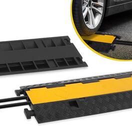 Pyle - Durable Cable Ramp Protective Cover - 2,000 lbs Max Heavy Duty Hose & Cable Track Protector w/ Flip-open Top Cover