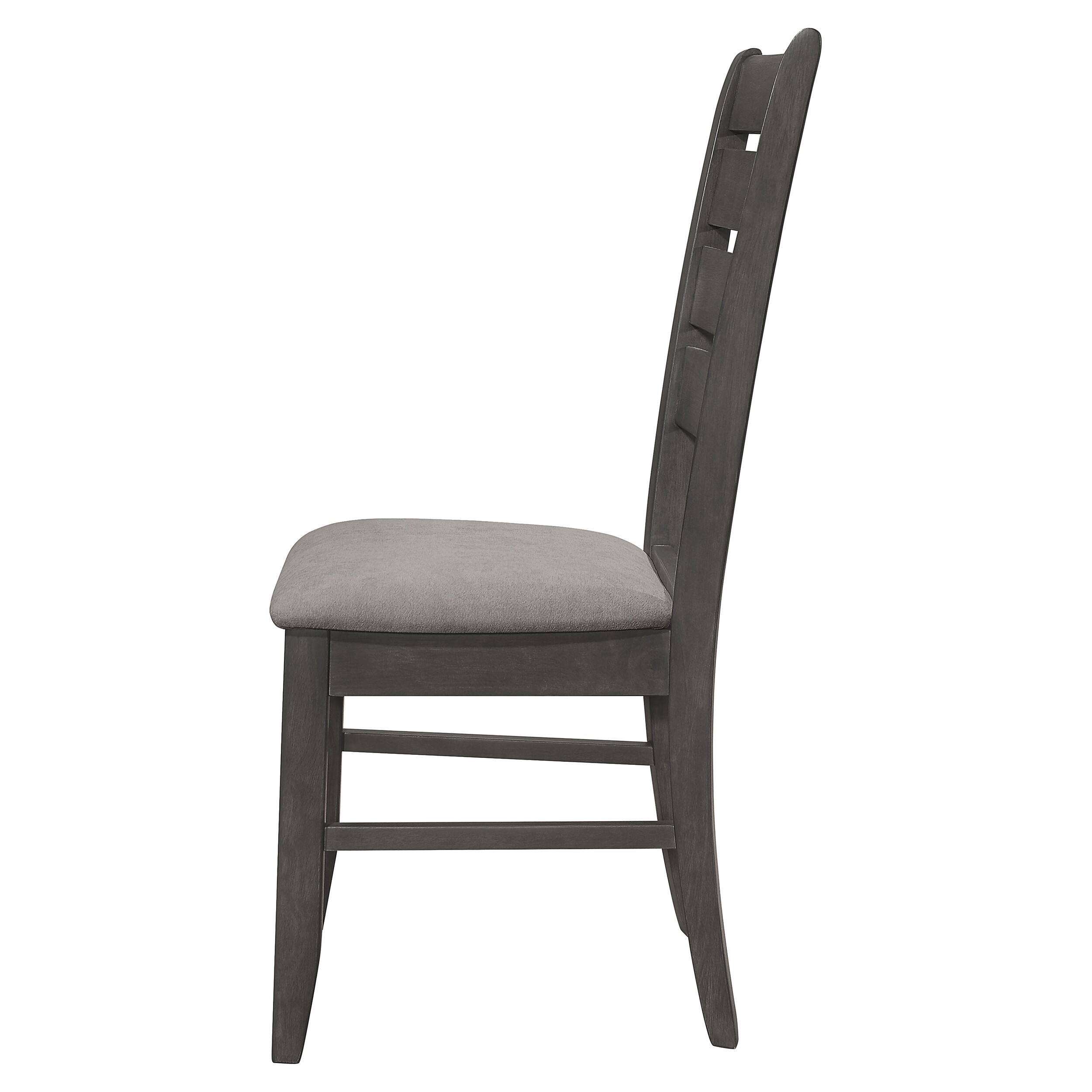 Left. Manhattan Lane - Lyla 19 Inch Side Chair, Set of 2, Ladderback Style, Rustic Gray Wood - Gray.