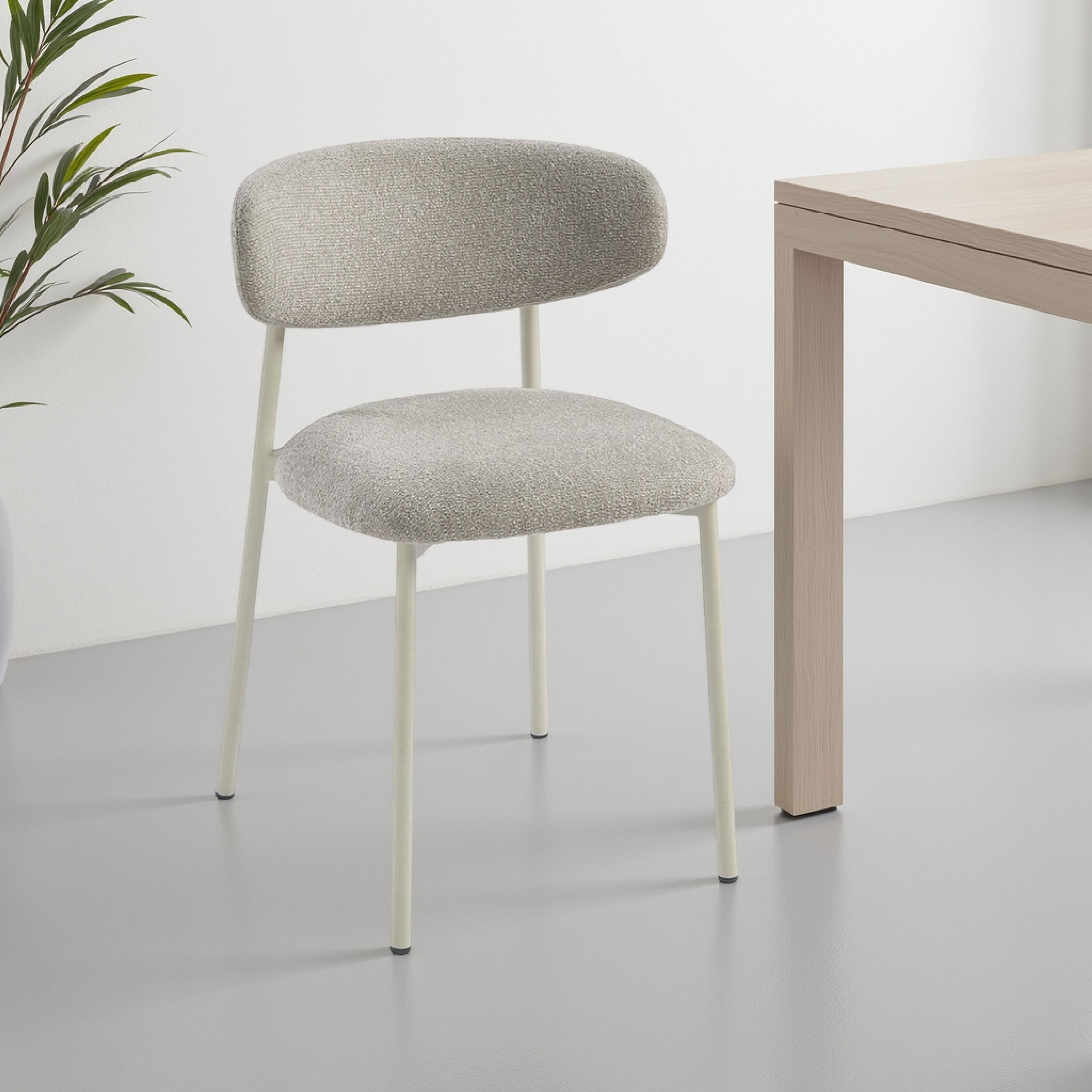 Alt View 5. Manhattan Lane - Sinra Side Dining Chair Set of 2, Light Gray Fabric, Metal Frame - Gray, White.