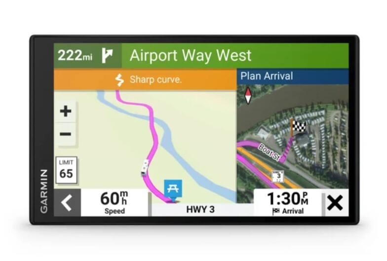222 mi Airport Way West  
Sharp curve.  

Plan Arrival  

GARMIN  
LIMIT 65  
60 mph Speed  

HWY 3  

1:30 PM Arrival  

Boat St