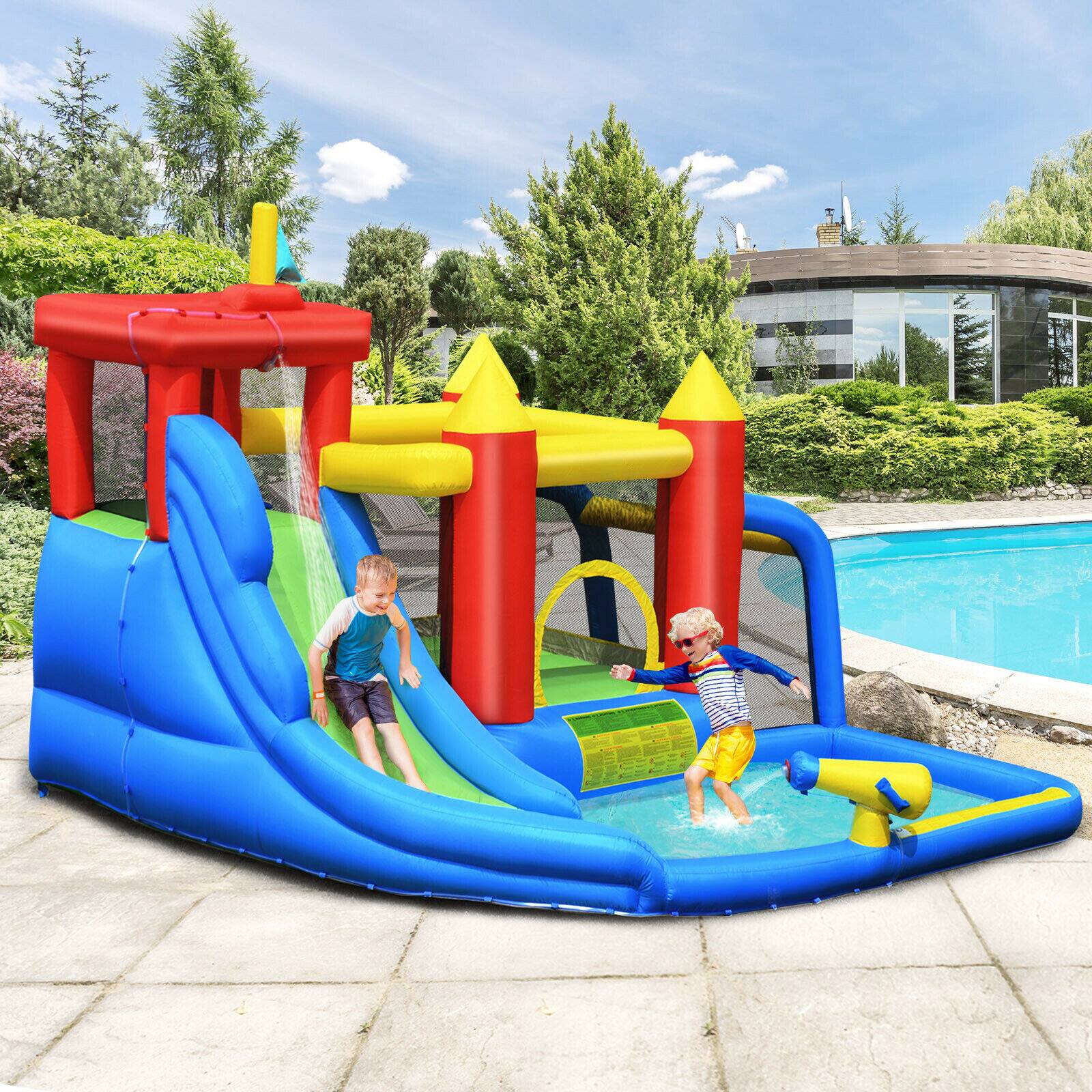 Alt View 9. Ecooso - Inflatable Bouncer Water Park w/ Slide & Splash Pool, No Blower.
