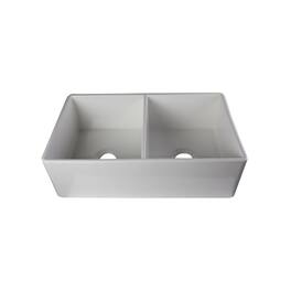 Alfi - brand 32 Smooth Apron Double Bowl Fireclay Farmhouse Kitchen Sink - White