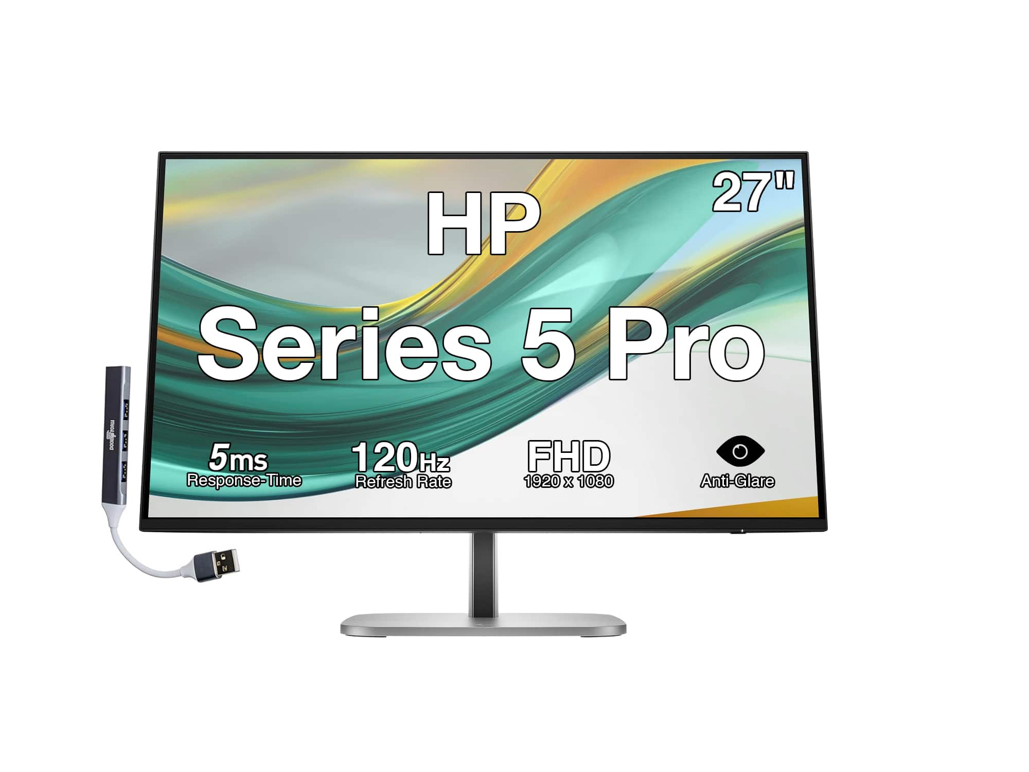 HP - Series 5 Pro 27" FHD IPS Monitor With 5ms Response Time, Anti Glare, Flicker Free, Pivot, Displayport, HDMI & DKZ - Black