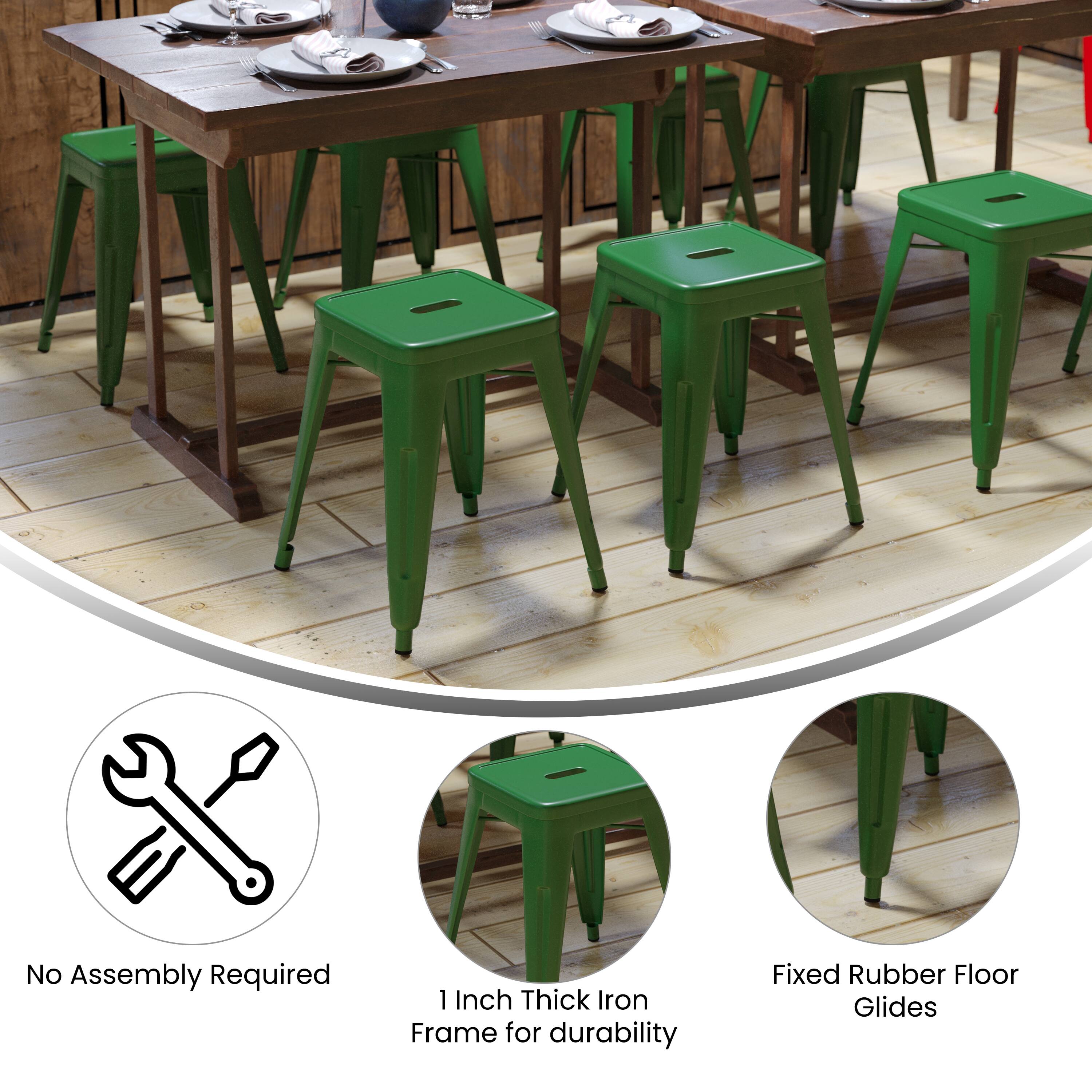 No Assembly Required  
1 Inch Thick Iron Frame for durability  
Fixed Rubber Floor Glides
