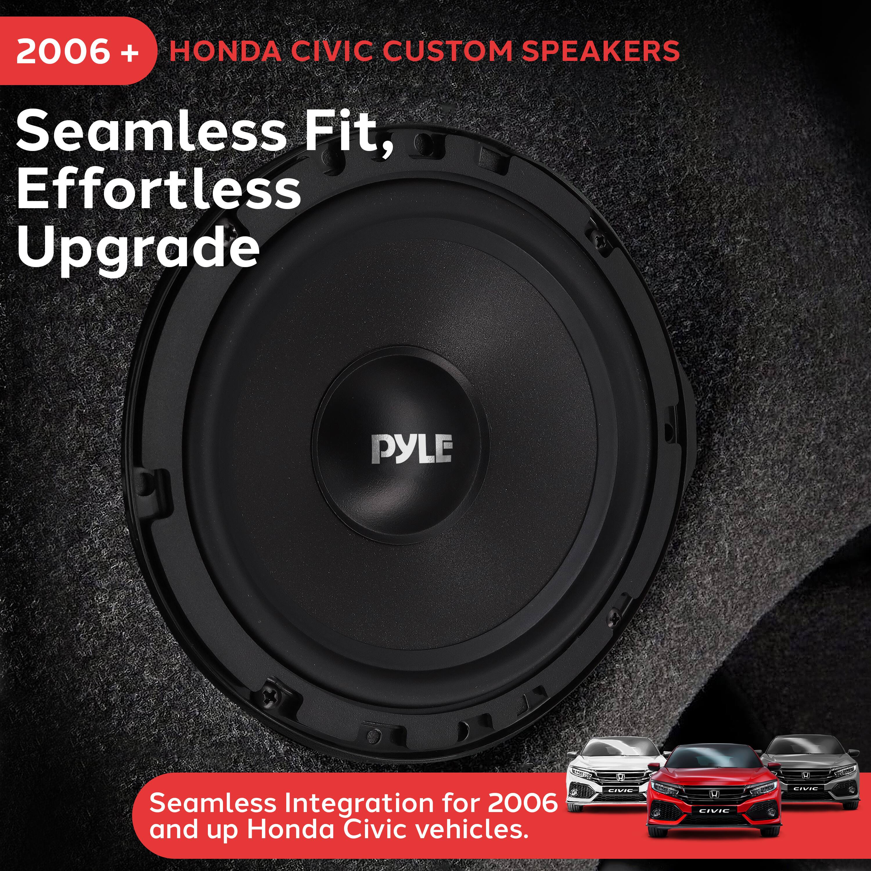 2006 + HONDA CIVIC CUSTOM SPEAKERS, Seamless Fit, Effortless Upgrade, PYLE, Seamless Integration for 2006 and up Honda Civic vehicles.