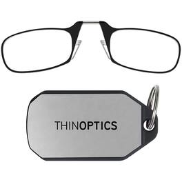 ThinOptics - Armless Reading Glasses with Keychain Case - +1.50 - Black/Silver