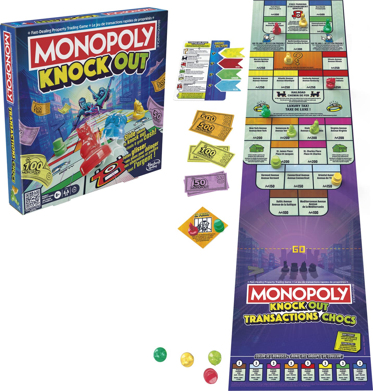 Hasbro - Gaming - Monopoly Knockout Family Party Board Game - GAMES (MISC) - Multicolor