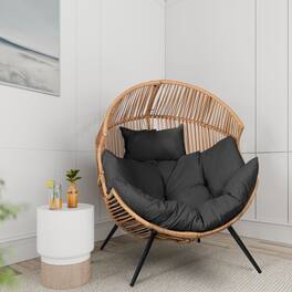 Fabibe - Wicker Egg Chair Outdoor Rattan Patio Chair with Cushion,Oversized Patio Lounge Chairs with Cushion Egg Basket - Default
