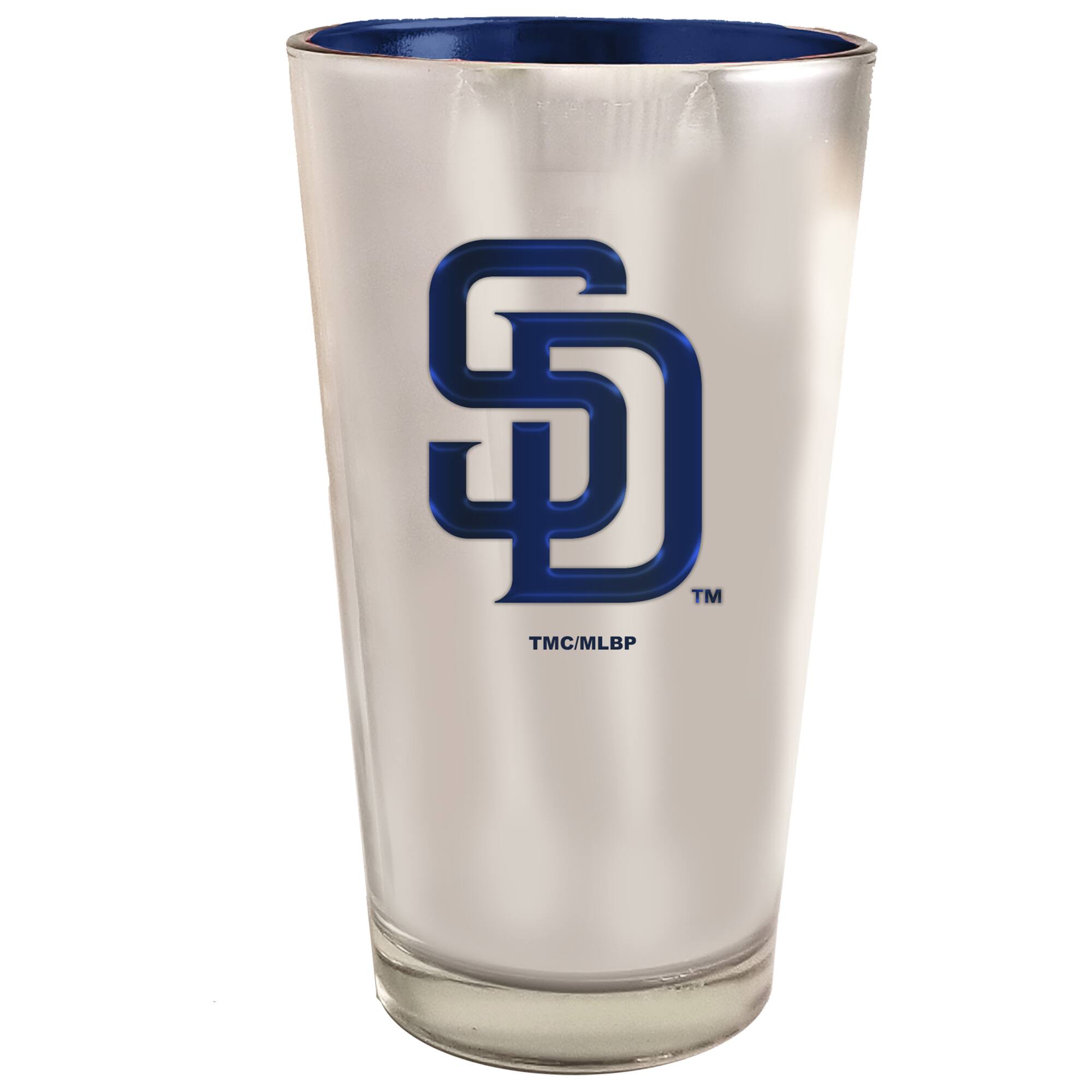 Front. The Memory Company - San Diego Padres 16oz. Electroplated Pint Glass - Multicolor.
