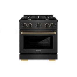 ZLINE - Designer 30 in. 4.2 cu. ft. Manual Clean Freestanding Gas Range in Black Satin Steel with Black and Bronze Accents - Black Satin Stainless Steel