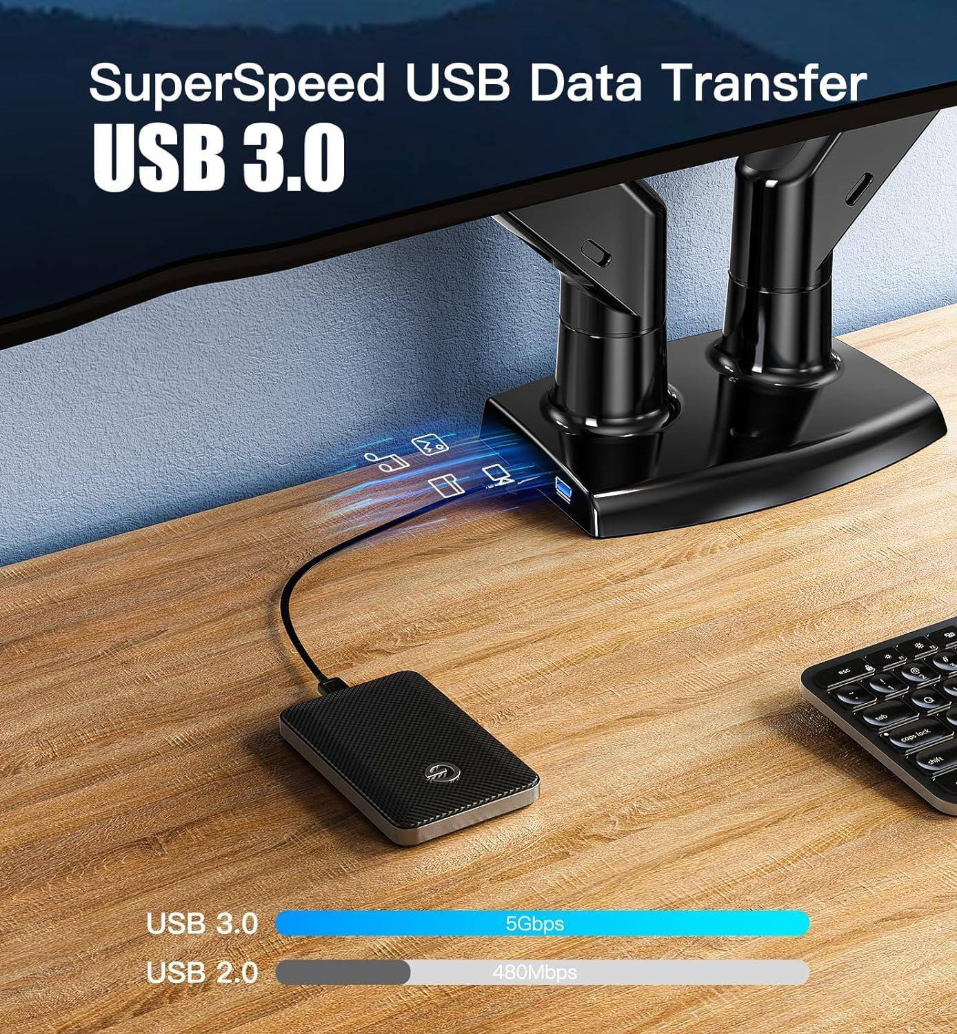SuperSpeed USB Data Transfer  
USB 3.0  

USB 3.0  
5Gbps  

USB 2.0  
480Mbps