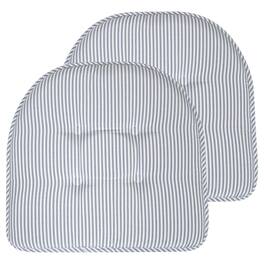 Sweet Home Collection - Pinstripe U Shaped Memory Foam 17" x 16" Chair Cushions, 2-Pack - Blue