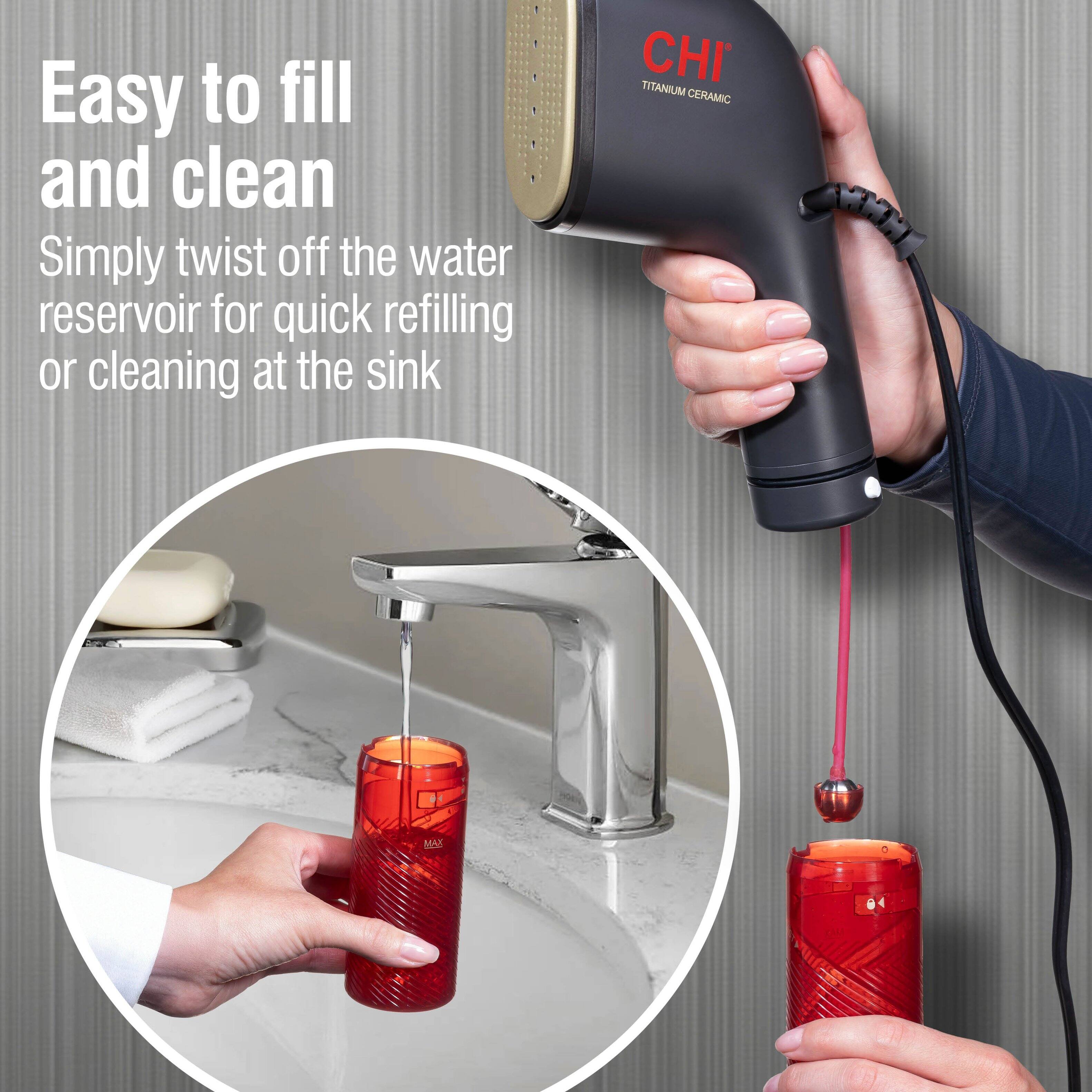 Easy to fill and clean  
Simply twist off the water reservoir for quick refilling or cleaning at the sink  

CHI TITANIUM CERAMIC
