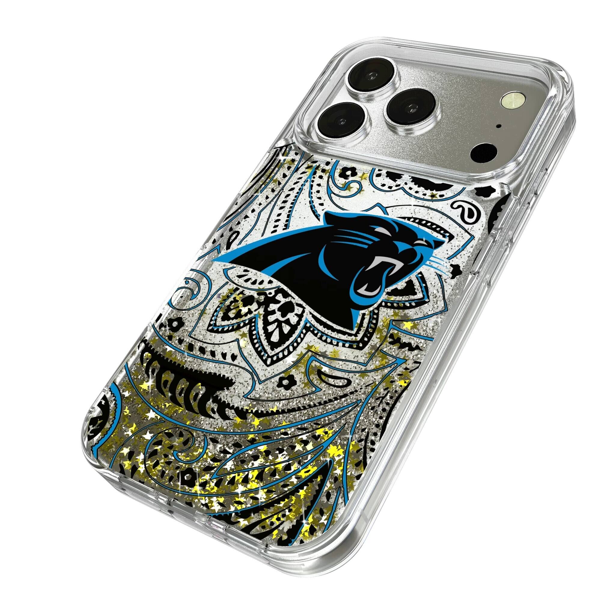 Alt View 1. Keyscaper - Carolina Panthers iPhone Paisley Design Glitter Case - 15 - Multicolor.