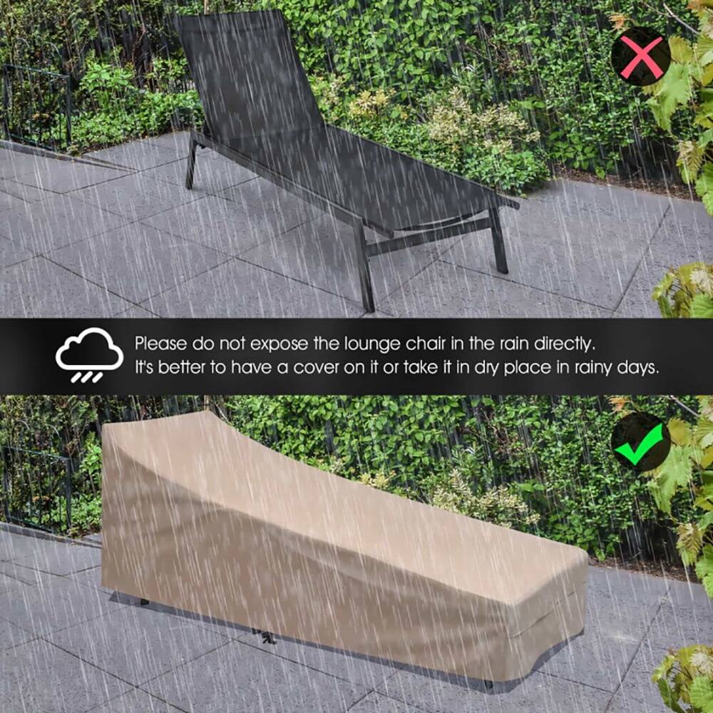 Please do not expose the lounge chair in the rain directly. It's better to have a cover on it or take it in a dry place in rainy days.
