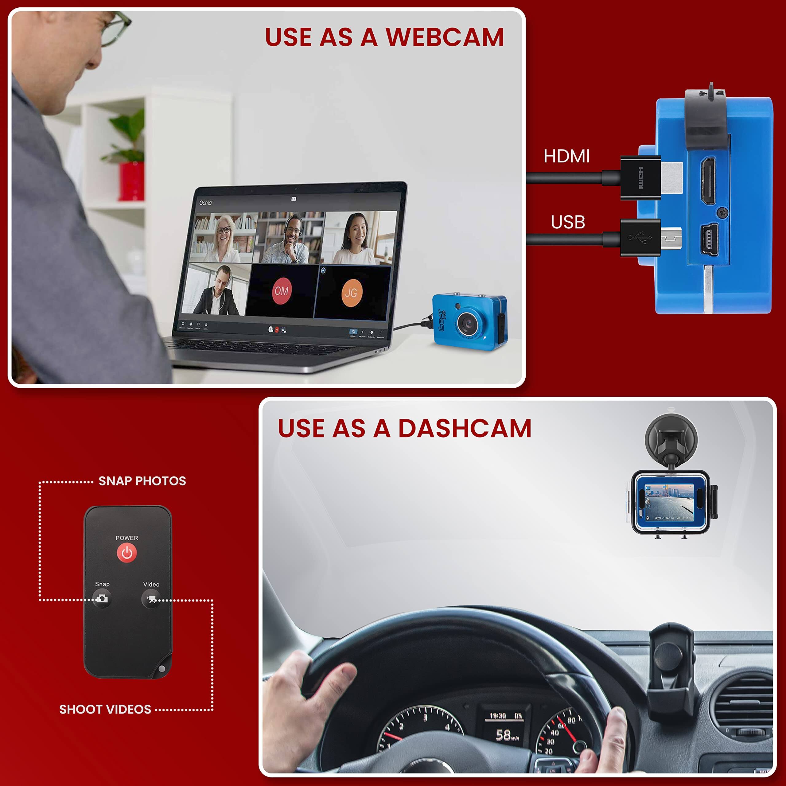 USE AS A WEBCAM  
HDMI USB  

USE AS A DASHCAM  
SNAP PHOTOS  
SHOOT VIDEOS