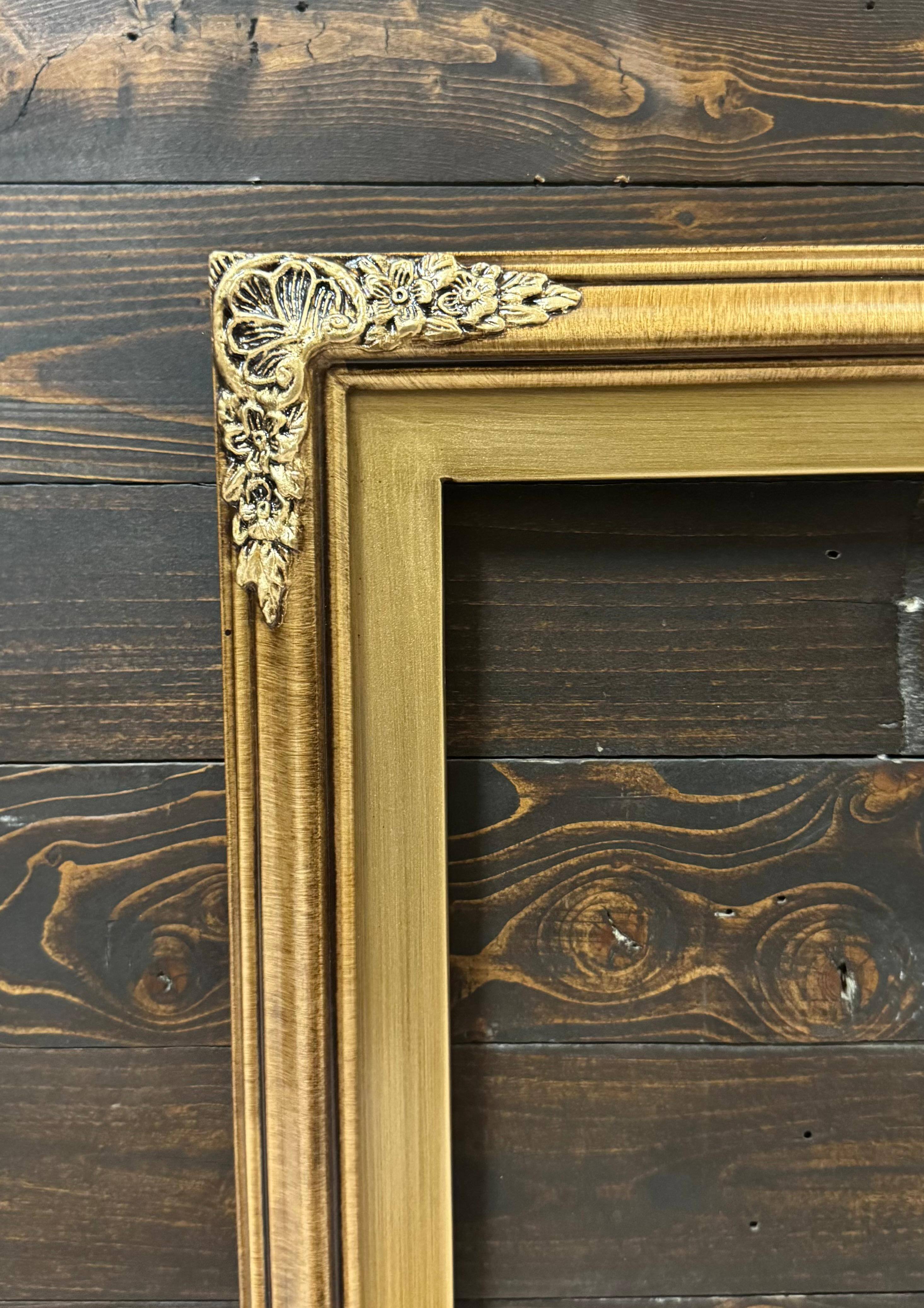 Back. LAREDO FRAME FACTORY - 50 inch Handmade Tv frame for Samsung The Frame tv and Frame Pro Model - BRUSHED GOLD.