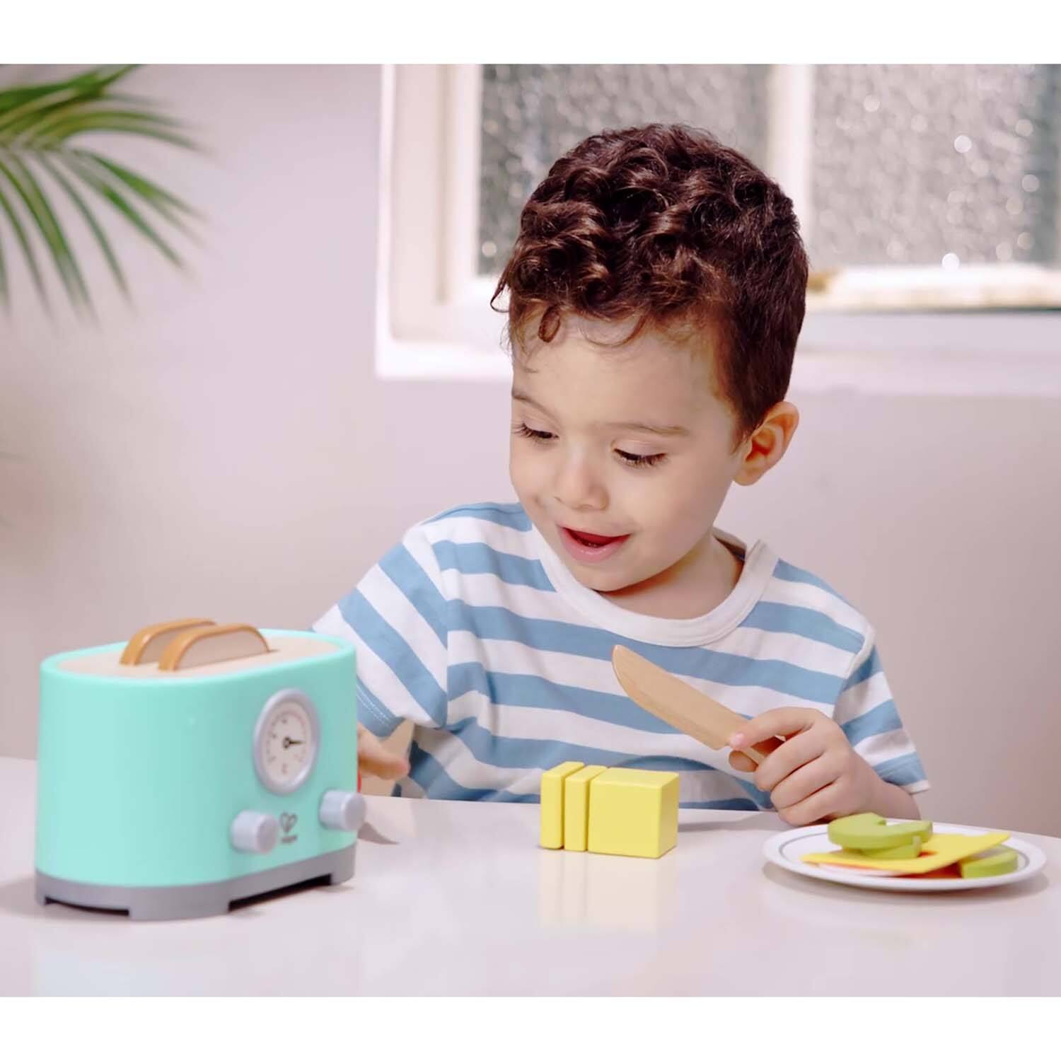 Best Buy Hape Hape Ding Pop Up Toaster 15pc Teal Wooden Food Playset Ages 2 G6943478046917