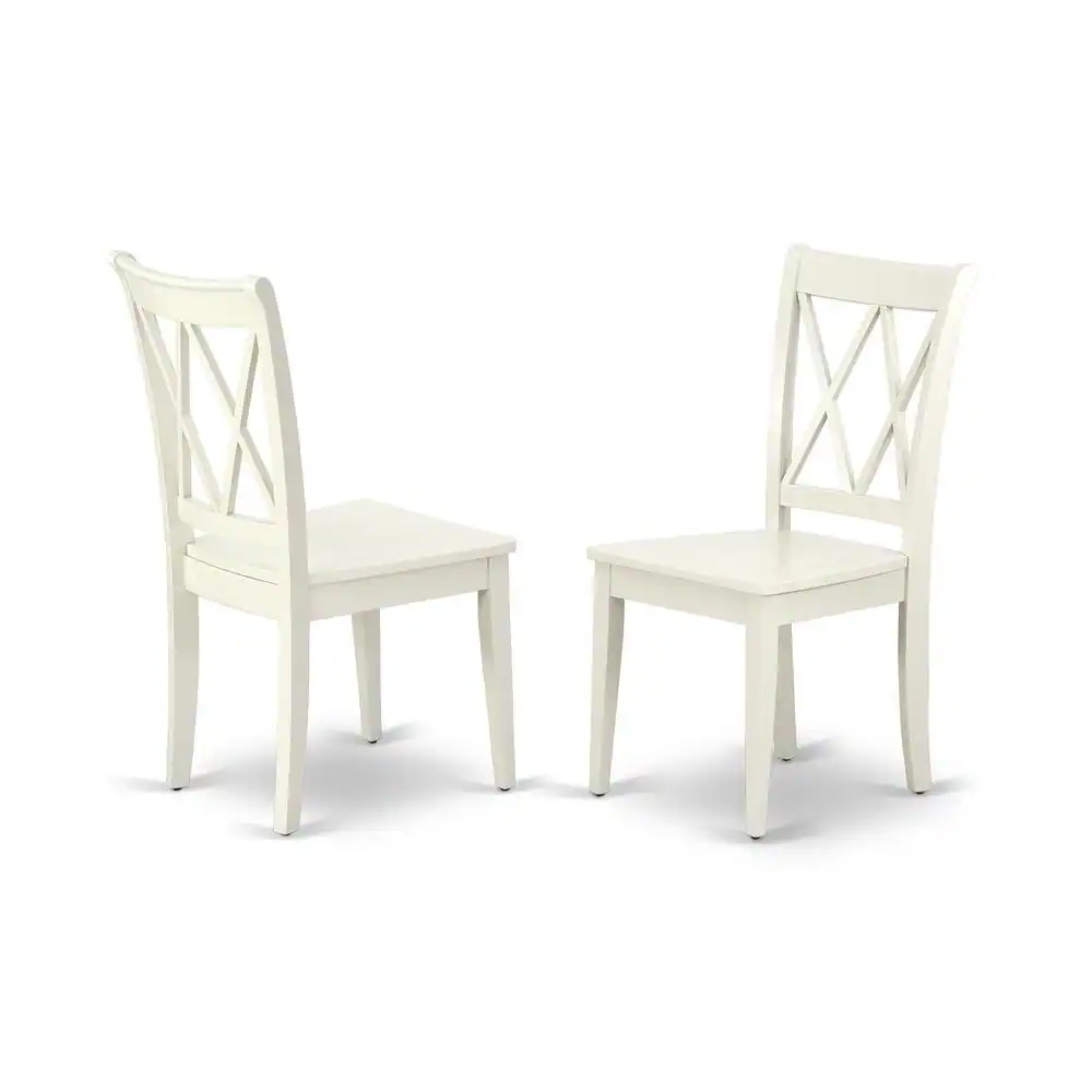 Angle. FurniFact - Linen White Dining Chair - Brown.