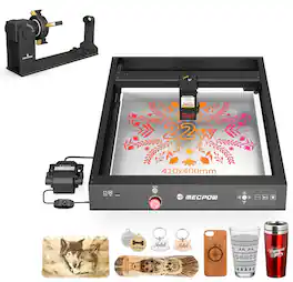 Mecpow - X4 Laser Engraver & G5 Rotary Roller Module Combo Set, High-Speed Cutting & Precision Engraving for Wood Metal Acrylic
