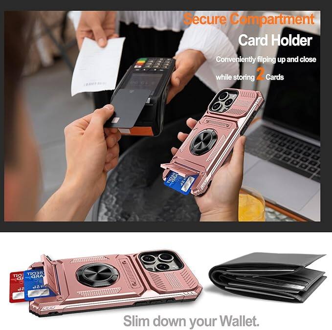 Secure Compartment Card Holder  
Conveniently flipping up and close while storing 2 Cards  

Slim down your Wallet.