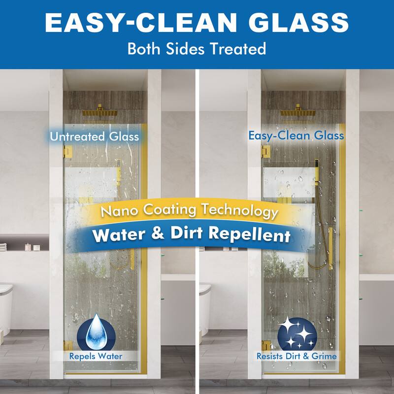EASY-CLEAN GLASS  
Both Sides Treated  

Untreated Glass  
Easy-Clean Glass  

Nano Coating Technology  
Water & Dirt Repellent  

Repels Water  
Resists Dirt & Grime