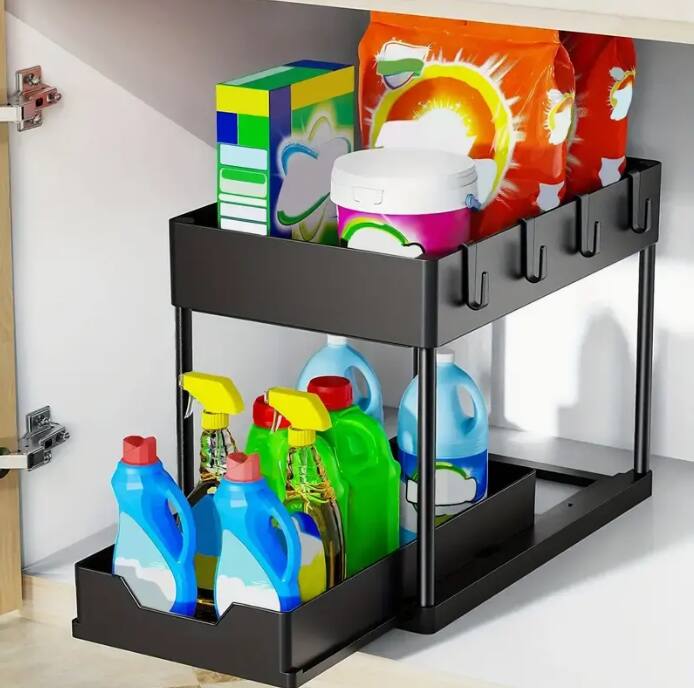 Front. TinyHomie - 11 Pack Black Sink Shelf - Black.