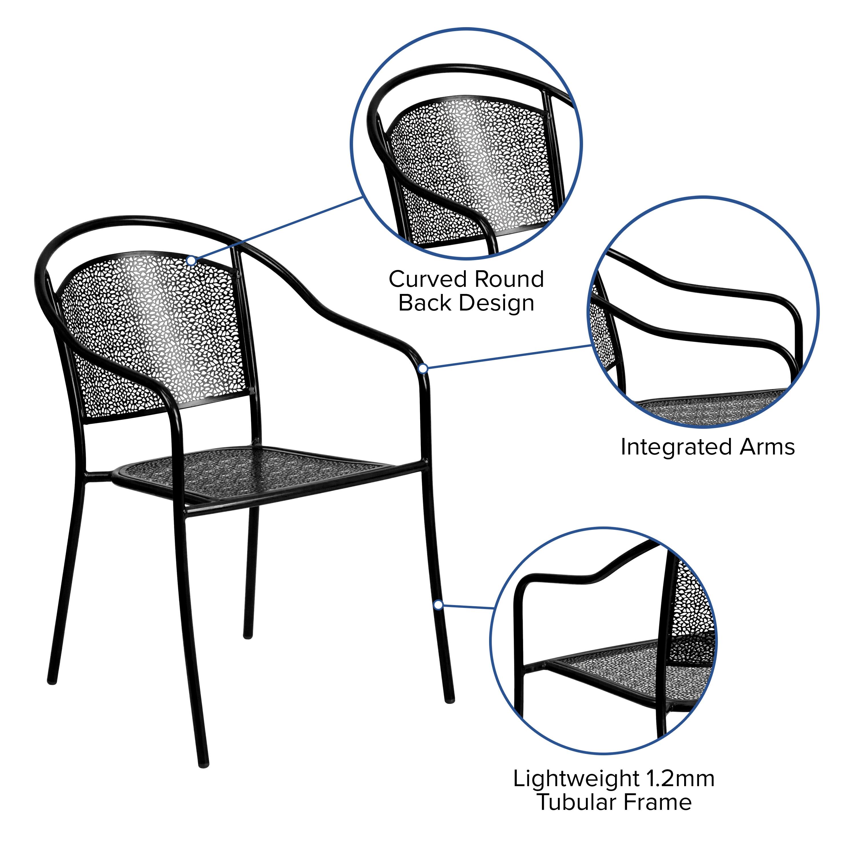 Curved Round Back Design  
Integrated Arms  
Lightweight 1.2mm Tubular Frame