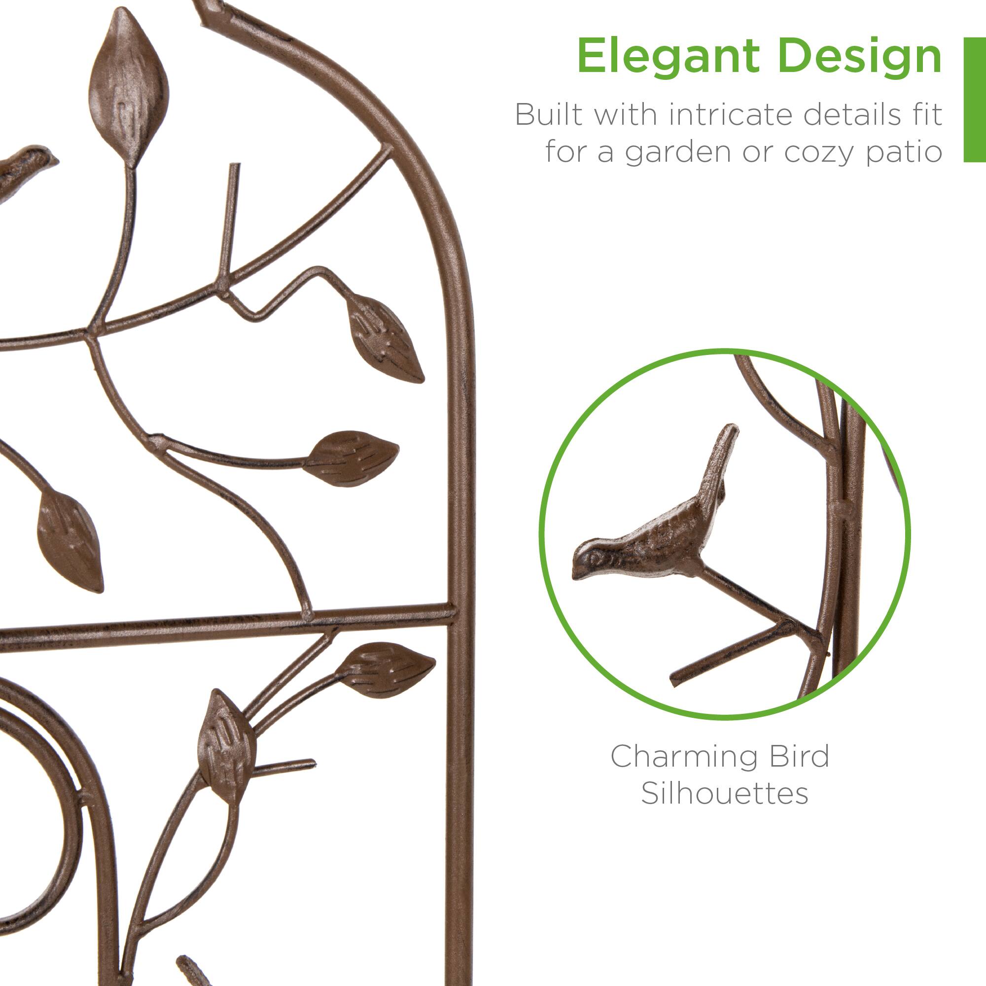 Elegant Design  
Built with intricate details fit for a garden or cozy patio  

Charming Bird Silhouettes