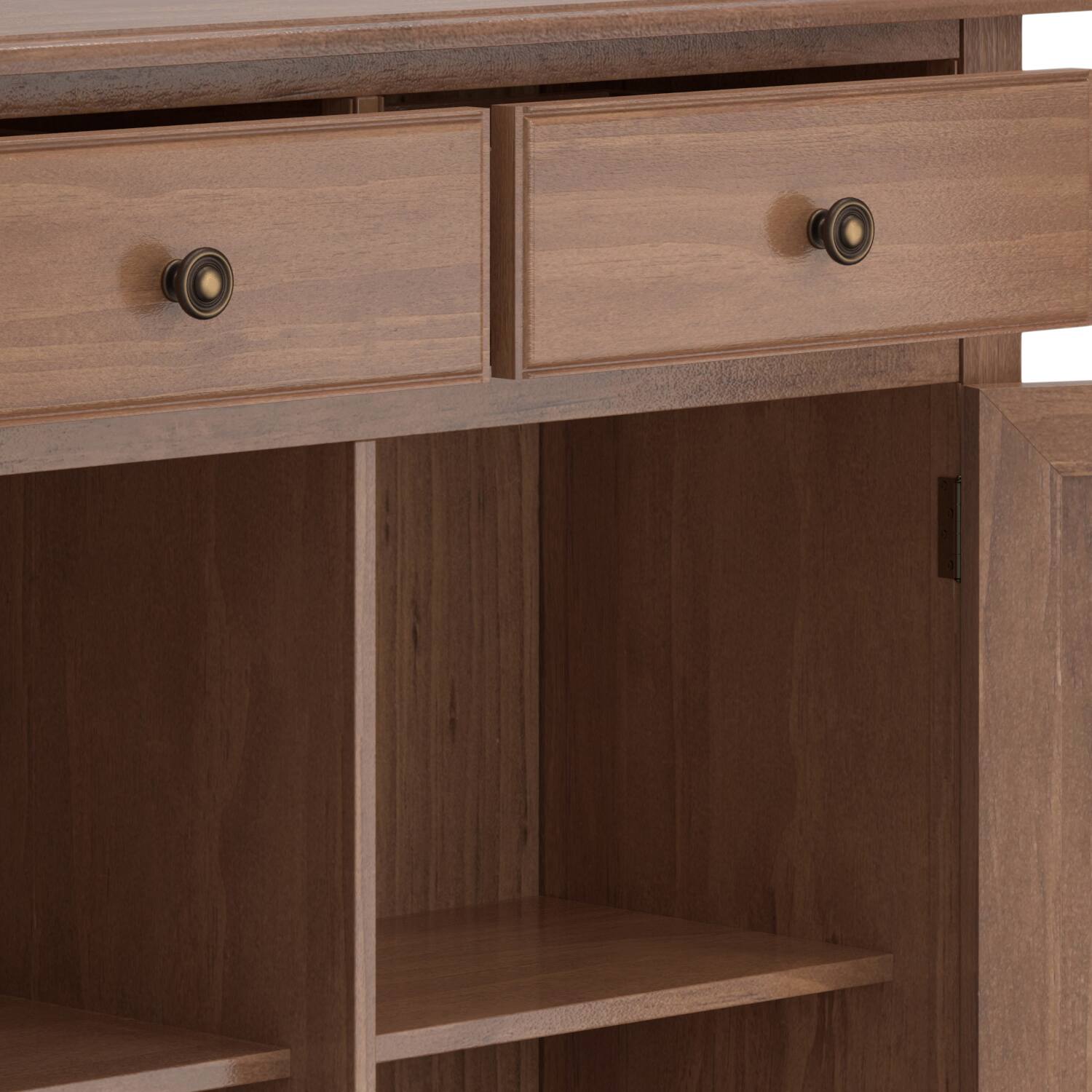 Alt View 13. Simpli Home - Connaught 40 inch Wide Solid Wood Traditional Entryway Storage Cabinet - Medium Saddle Brown.