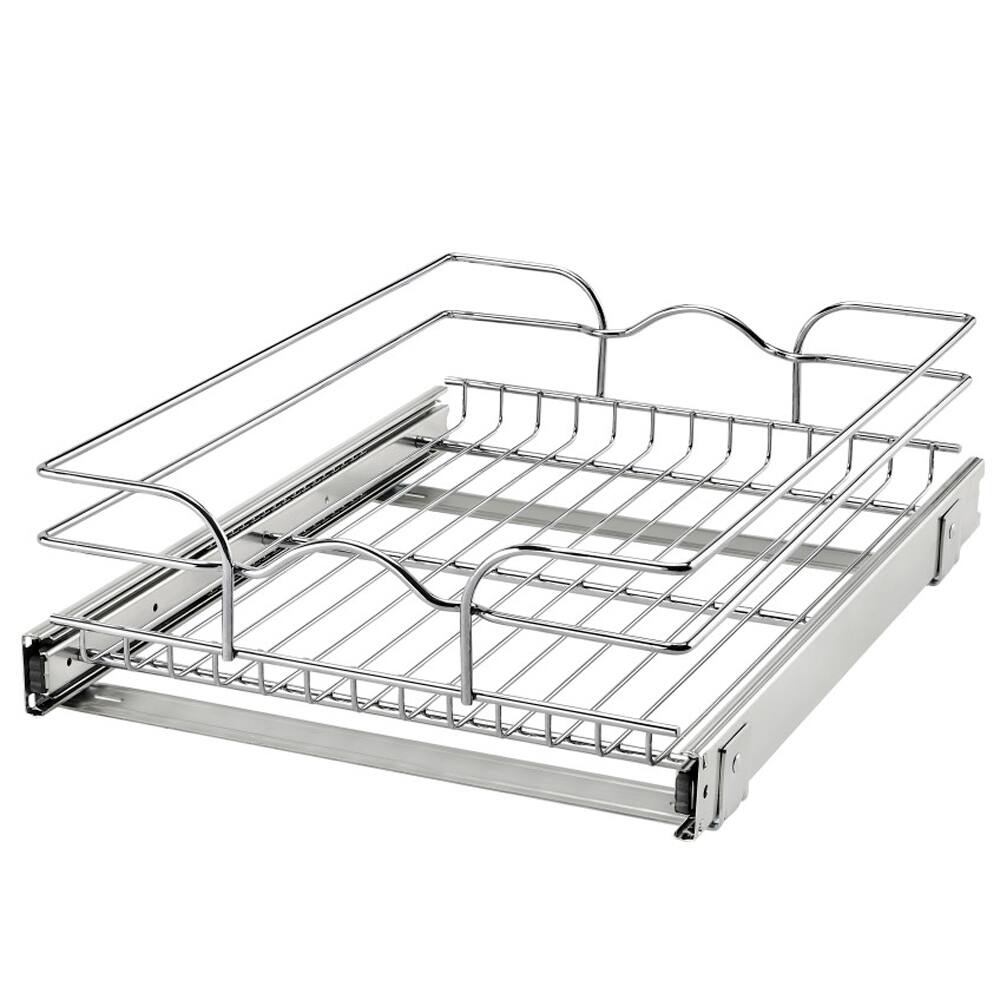 Alt View 8. Rev-A-Shelf - Rev-A-Shelf Pullout Basket Organizer for Kitchen or Vanity Cabinets, 15 x 20 In, 5WB1-1520CR-1 - Silver.