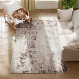 Homcom - Area Rug 4x6, Machine Washable, Distressed Non-Slip Modern Abstract, Mixed-Brown - Mixed Brown