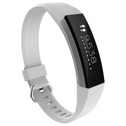Front. StrapsCo - Active Band Rubber Watch Strap For Fitbit Alta (Short-Medium) - White.