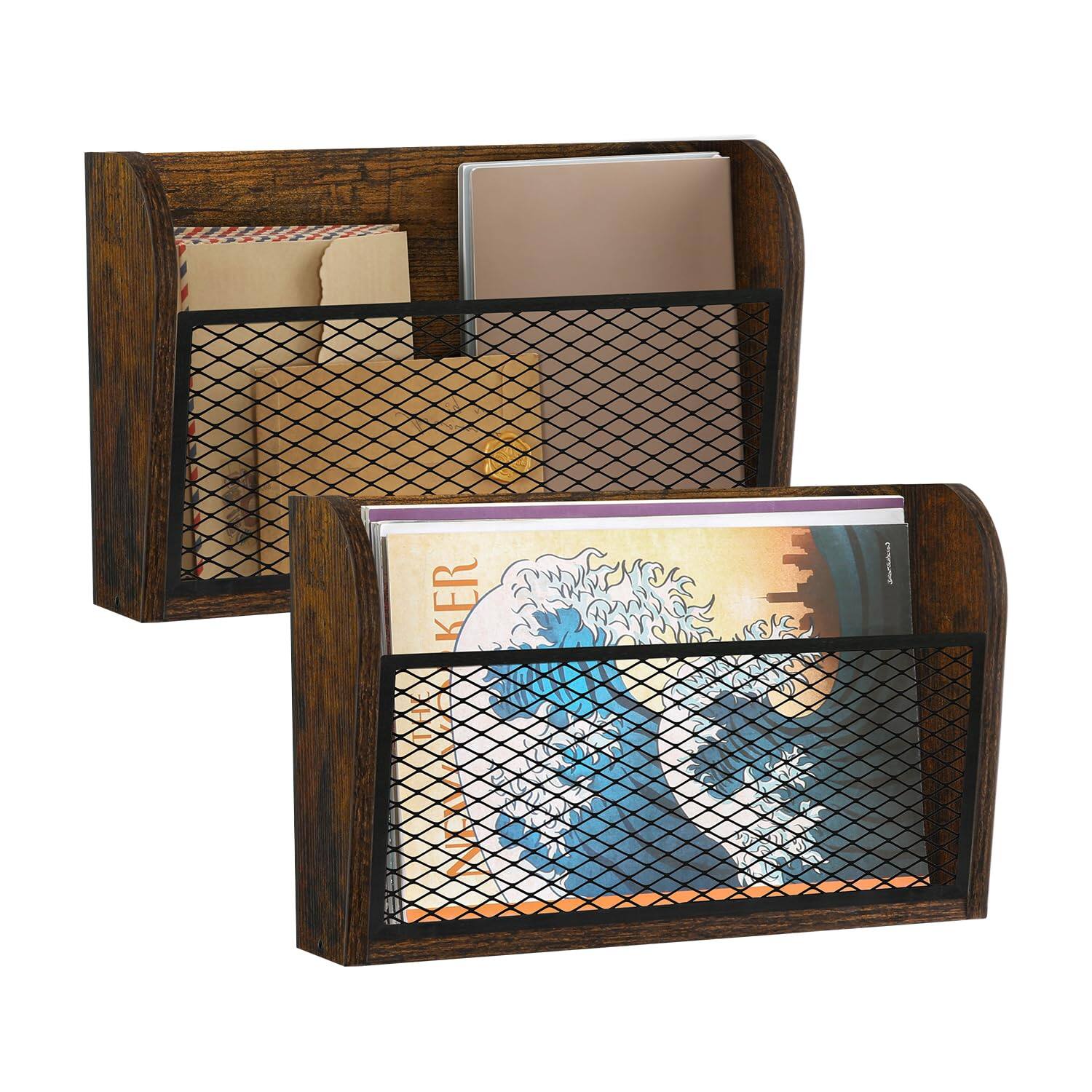 Front. Dapper Styles - 2 Packs Wall File Organizer-holder Hanging Organizer Mounted Holder Mount Paper Folder Rack For Office And ... - Default.