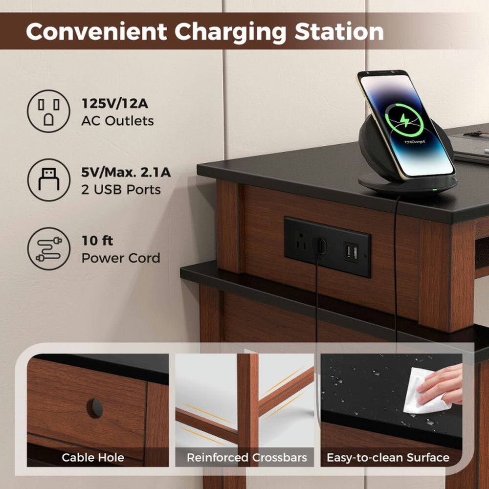 Convenient Charging Station

- 125V/12A AC Outlets
- 5V/Max. 2.1A 2 USB Ports
- 10 ft Power Cord
- Cable Hole
- Reinforced Crossbars
- Easy-to-clean Surface