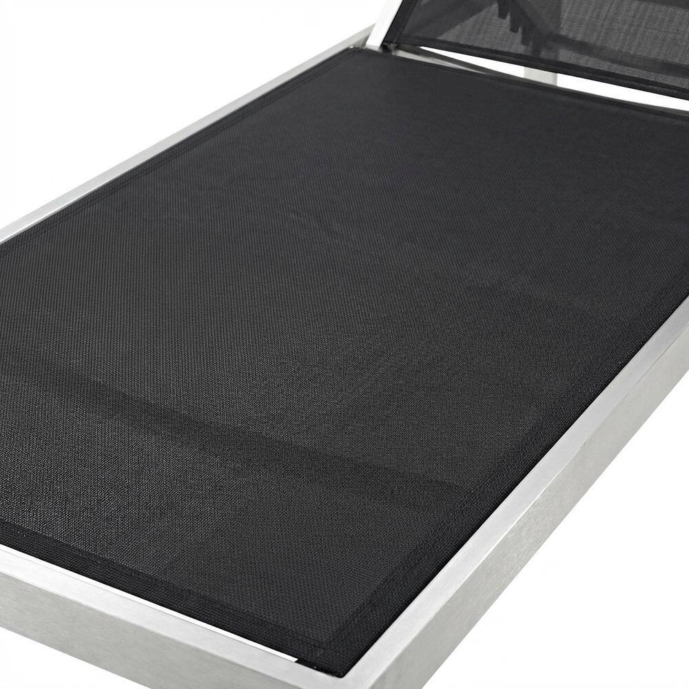 Alt View 1. Outdoor Escape - Outdoor Patio Aluminum Chaise With Comfortable Backrest And Stylish Design - Black.