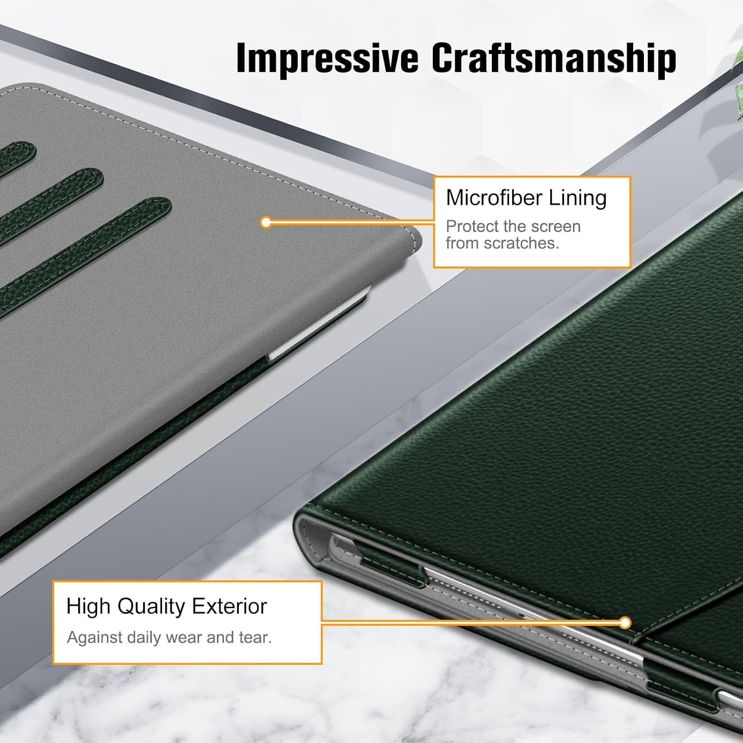 Impressive Craftsmanship

Microfiber Lining
Protect the screen from scratches.

High Quality Exterior
Against daily wear and tear.