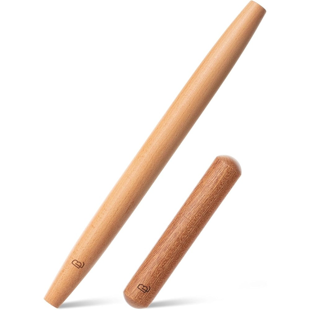 PARKER SLATER - French Rolling Pin Set 2pcs – Natural Wood, 16" & 8", Baking Use
