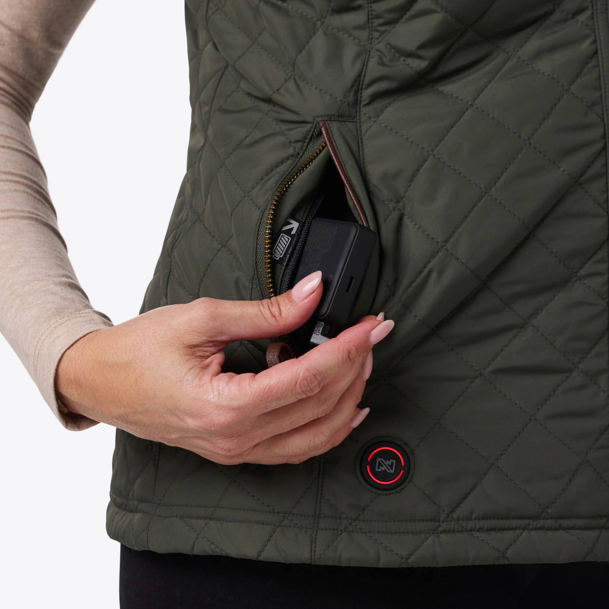 Back. Mobile Warming - Women's Duke Heated Vest - Forest Green.