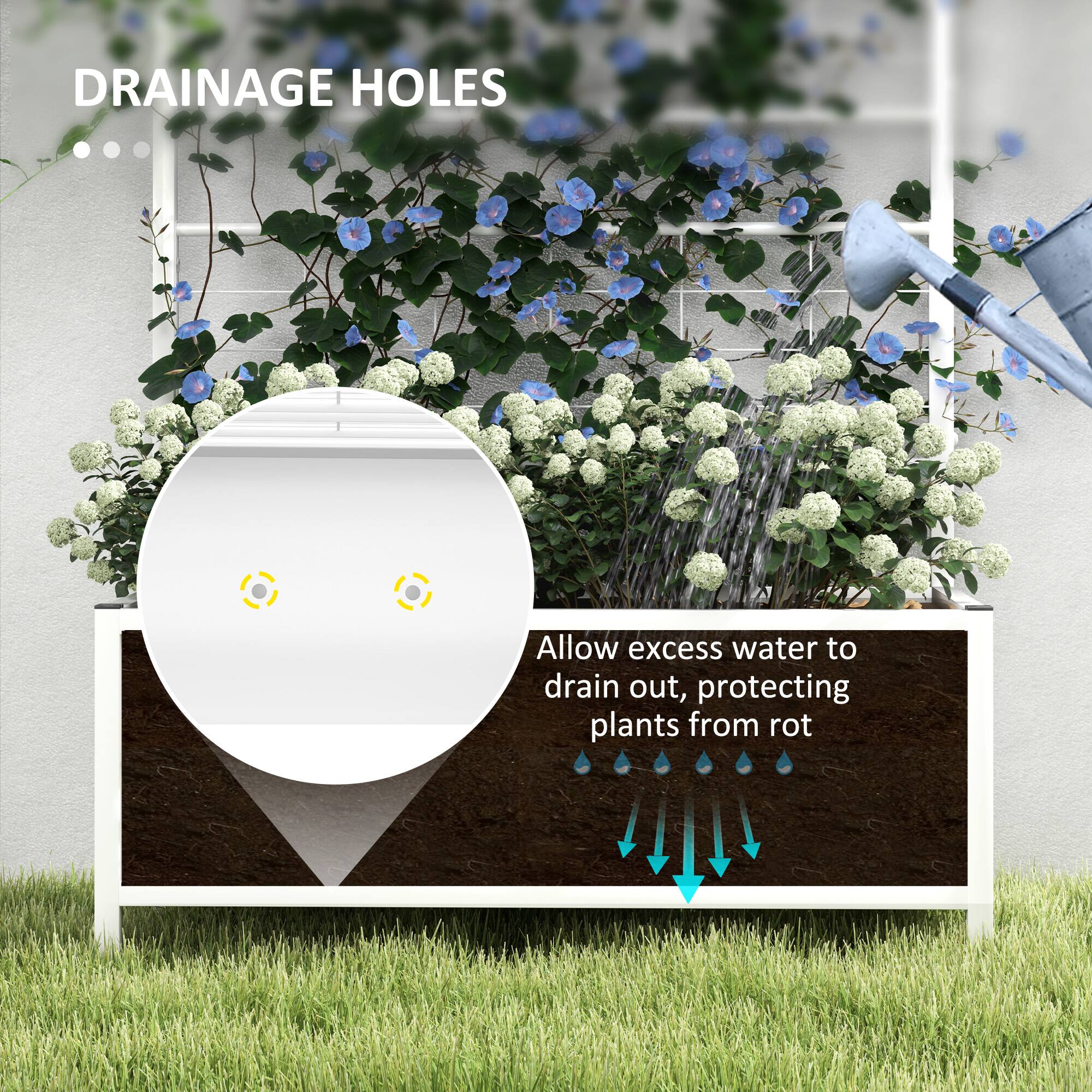 DRAINAGE HOLES

Allow excess water to drain out, protecting plants from rot