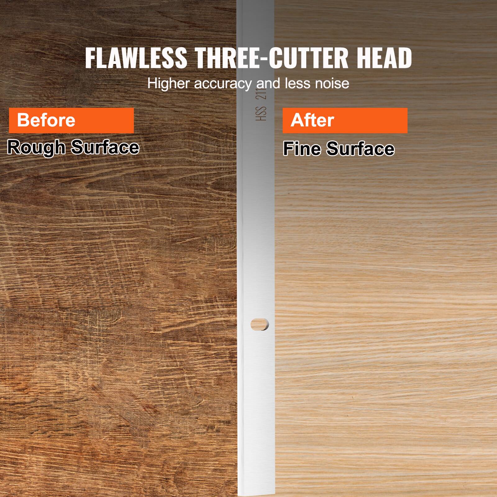 FLAWLESS THREE-CUTTER HEAD  
Higher accuracy and less noise  

Before  
Rough Surface  

After  
Fine Surface
