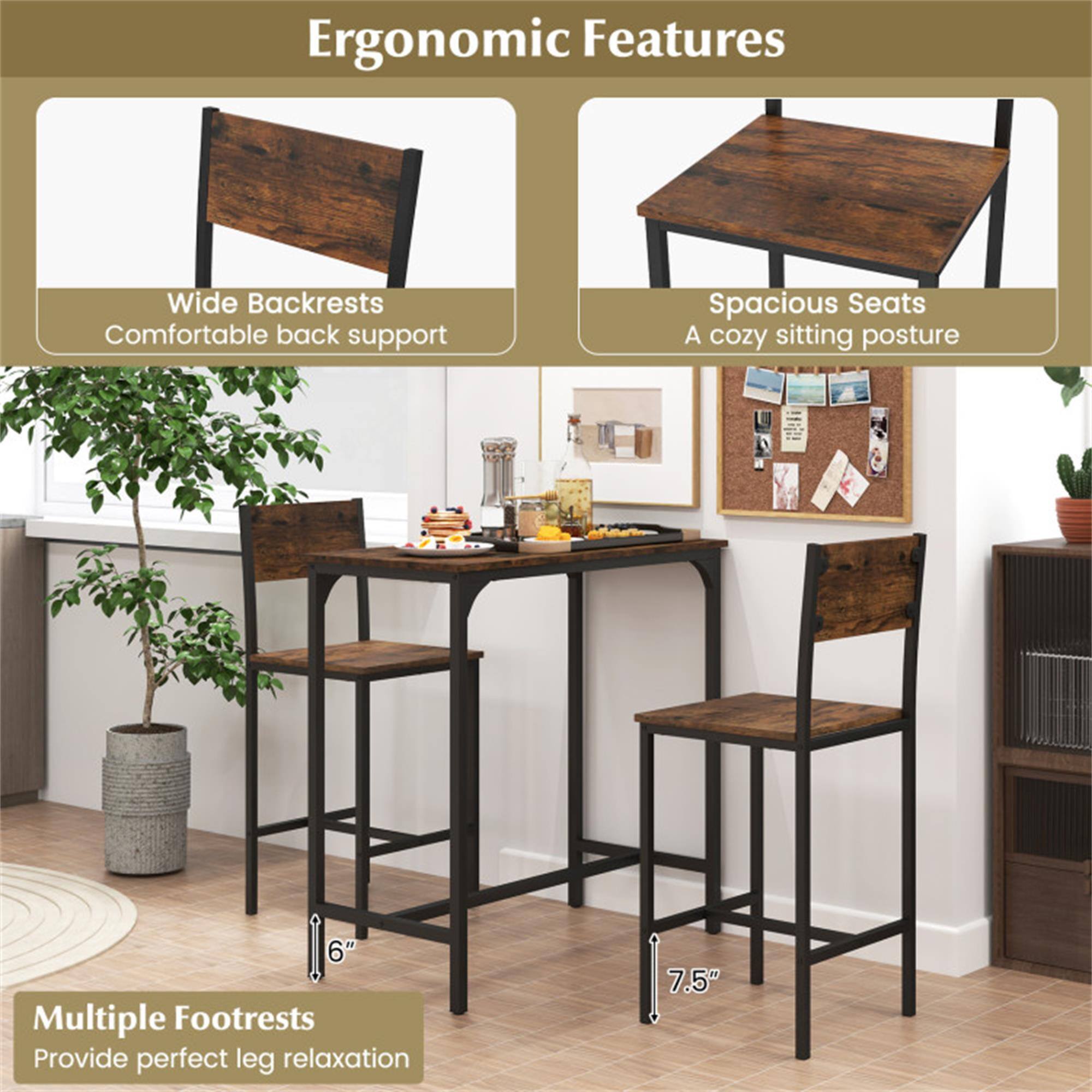 Ergonomic Features

- Wide Backrests: Comfortable back support
- Spacious Seats: A cozy sitting posture
- Multiple Footrests: Provide perfect leg relaxation

6"
7.5"